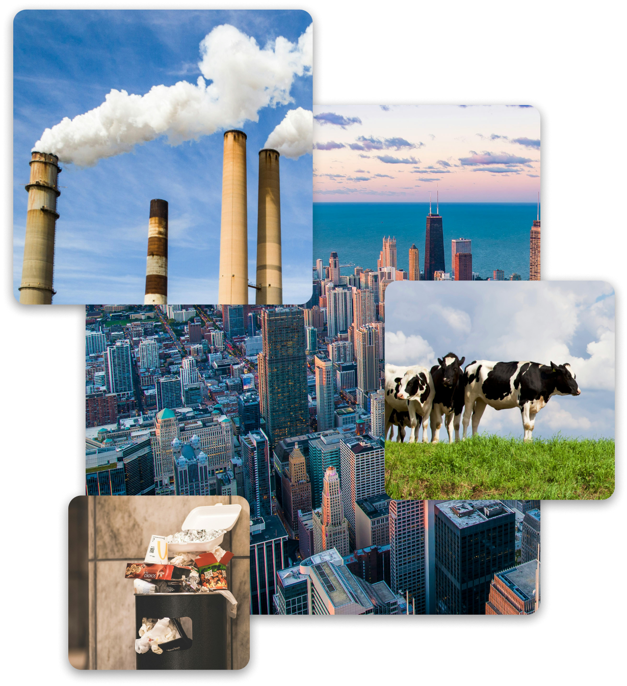 Project overview collage showing industrial, urban, and agricultural aspects